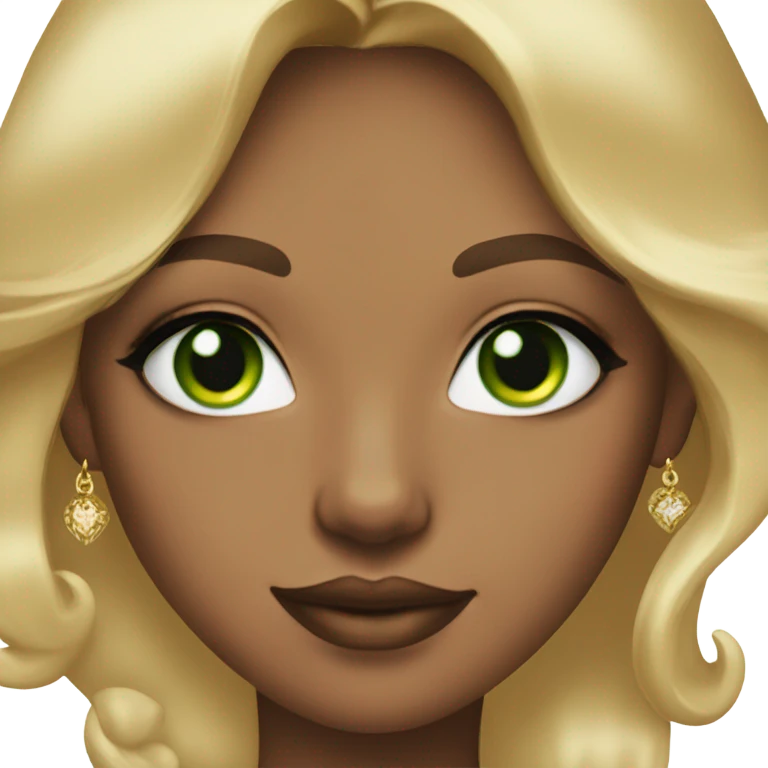 gorgeous blonde girl cat eye green eyes gold jewlery emoji