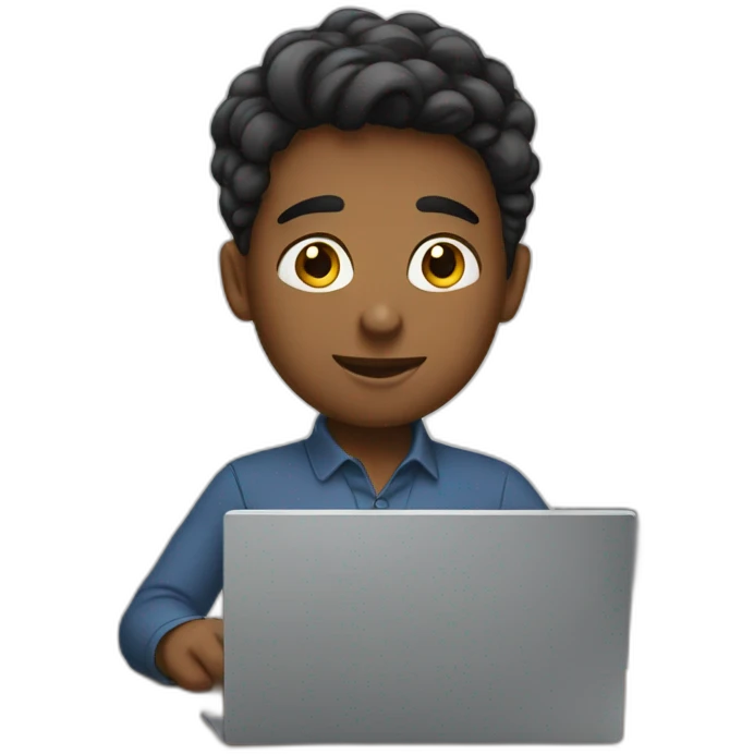 A boy in the office working on a laptop emoji