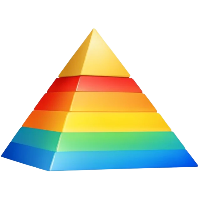 Pyramid with black outlines and primary colors fading inside emoji
