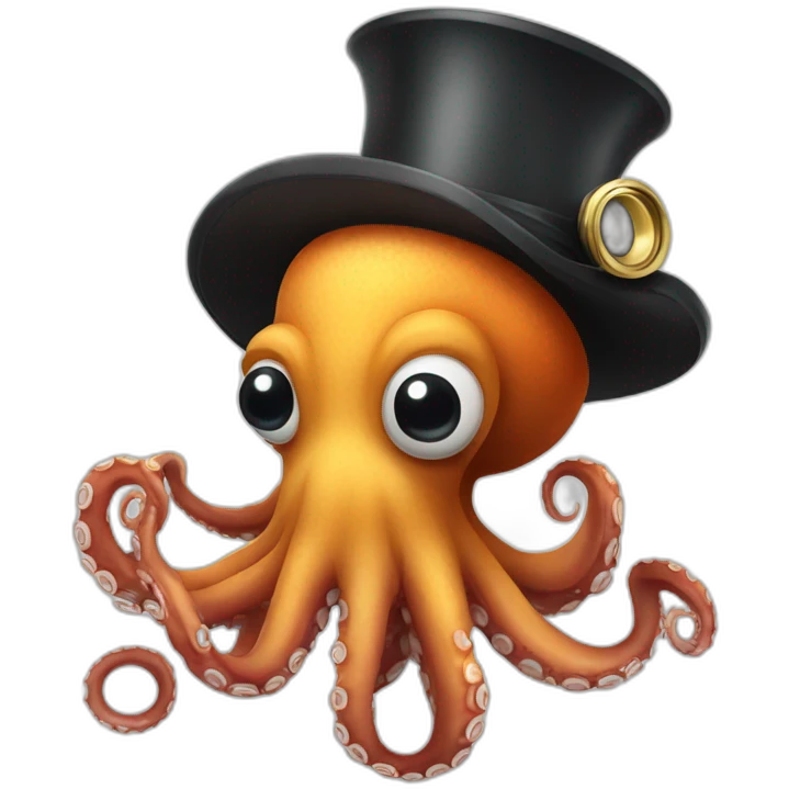 french octopus with monocle and mustache and tophate emoji