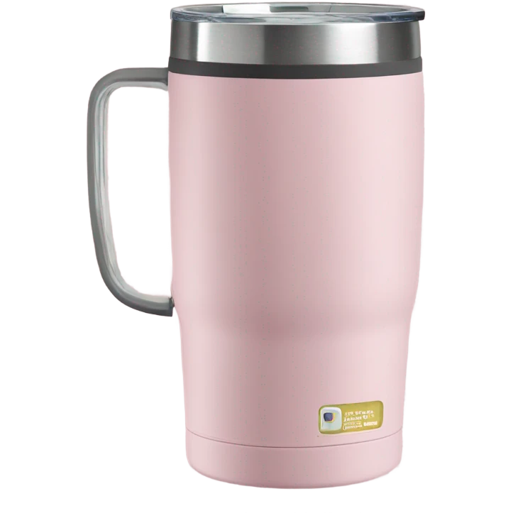 Light pink 40oz Stanley tumbler with handle emoji