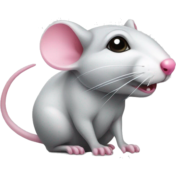 White and grey rat with pink nose emoji