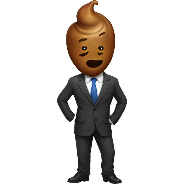 Poop wearing a suit emoji
