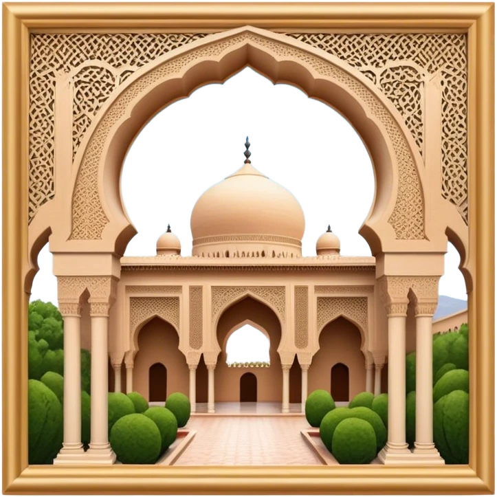 Cinematic Realistic Alhambra Landmark Emoji, capturing the intricate Moorish architecture, ornate arches. emoji