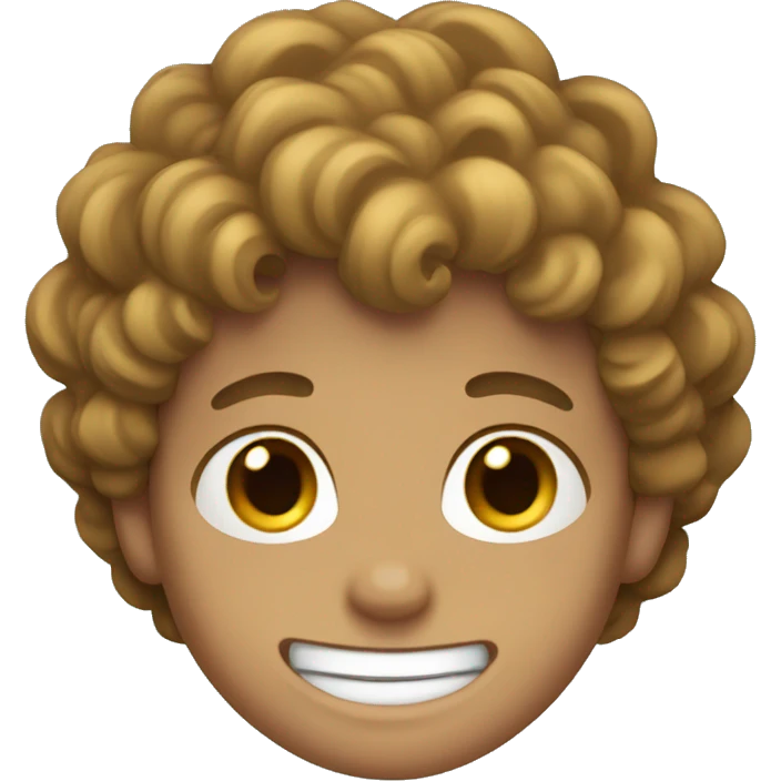 Boy with light brown hair and curls and large teeth  emoji