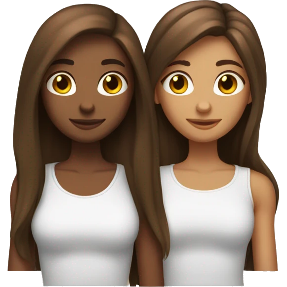 Create two skinny toned girls with long brown hair, with a degree in their hands  emoji