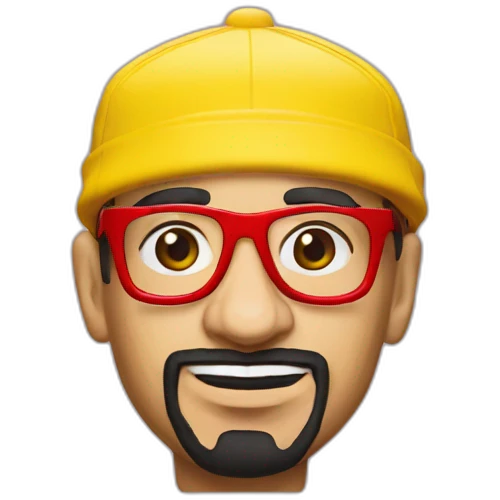 Ali G wearing red acrylic  emoji