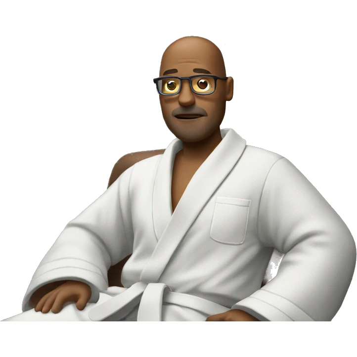 The therapist is 60 years old in full height in a bathrobe emoji
