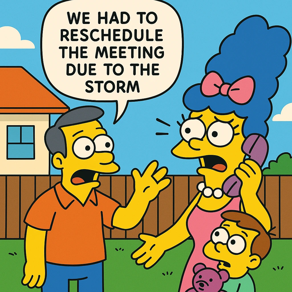 We had to reschedule the meeting due to the storm. emoji