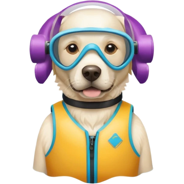 White labrador with snorkel and and swimmers vest emoji