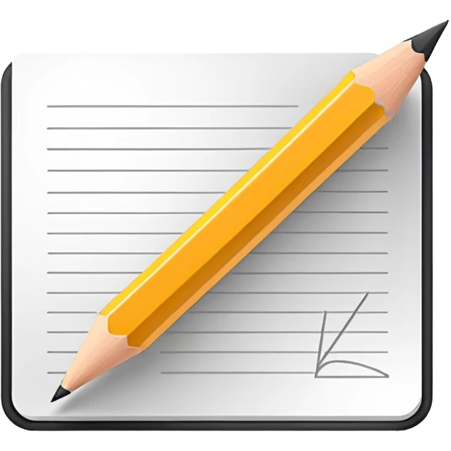 Minimalistic flat vector icon, iOS style, thin black contour on white background. Pencil with sketch lines on paper. No text, no shadows emoji