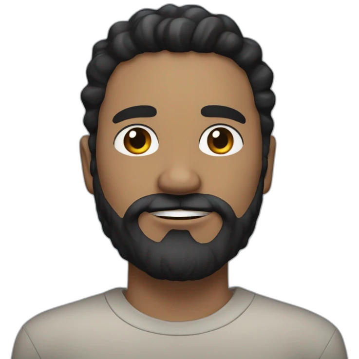 White man with thick black beard and short black wavy hair with thick eyebrows emoji