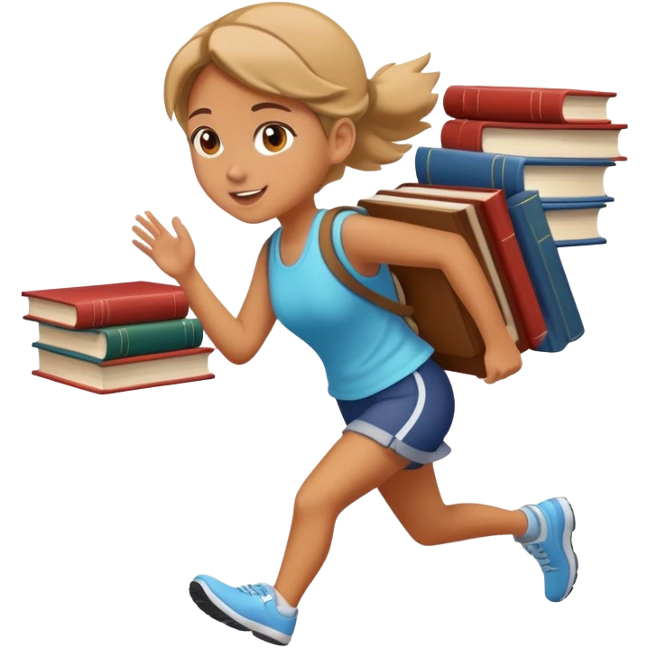 Girl running with books on her back
 emoji