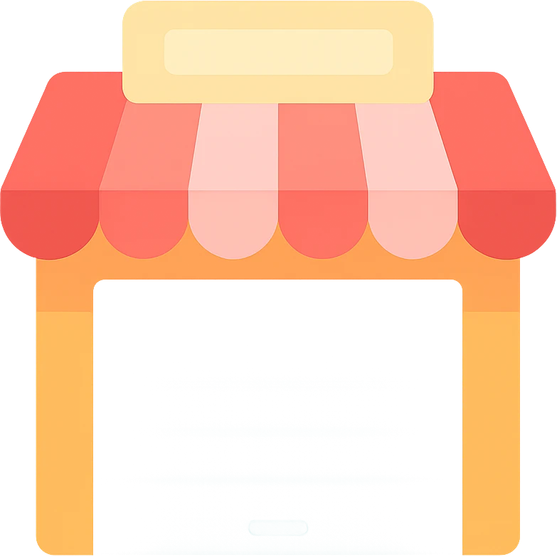 closed store facade with lowered curtain, colorful and friendly style emoji