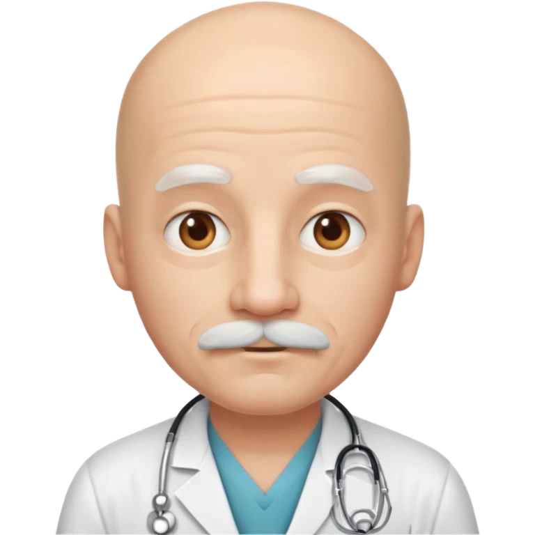 doctor emoji, white mustache, bald, kind expression emoji