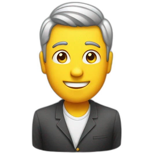 Genera un emoji de un chico, trabajando en la computadora en una agencia de publicidad  emoji