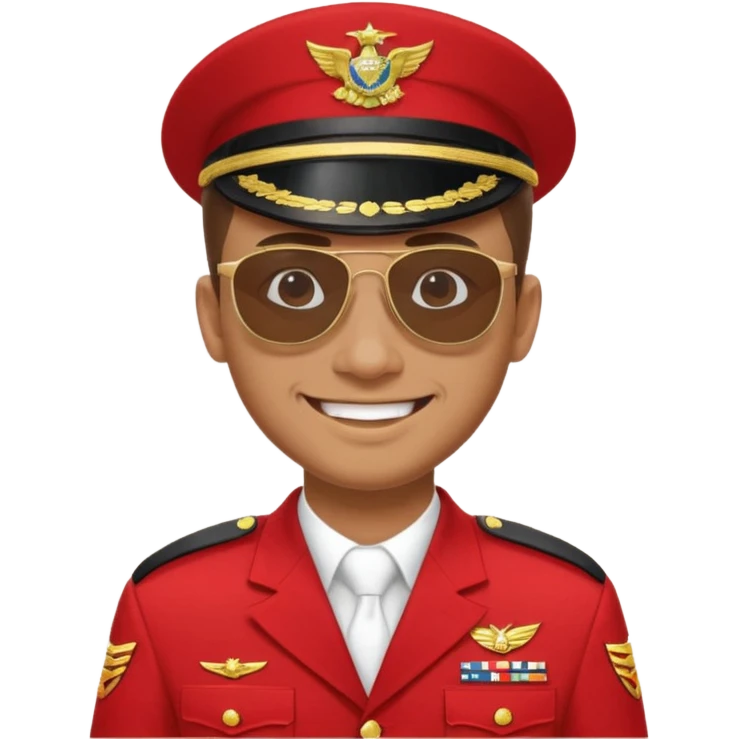 Smiling military man with sunglasses in red uniform emoji