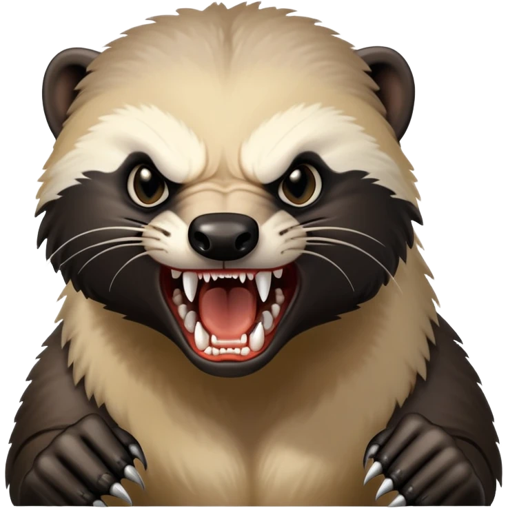 angry honey badger, furious, showing teeth, aggressive pose emoji