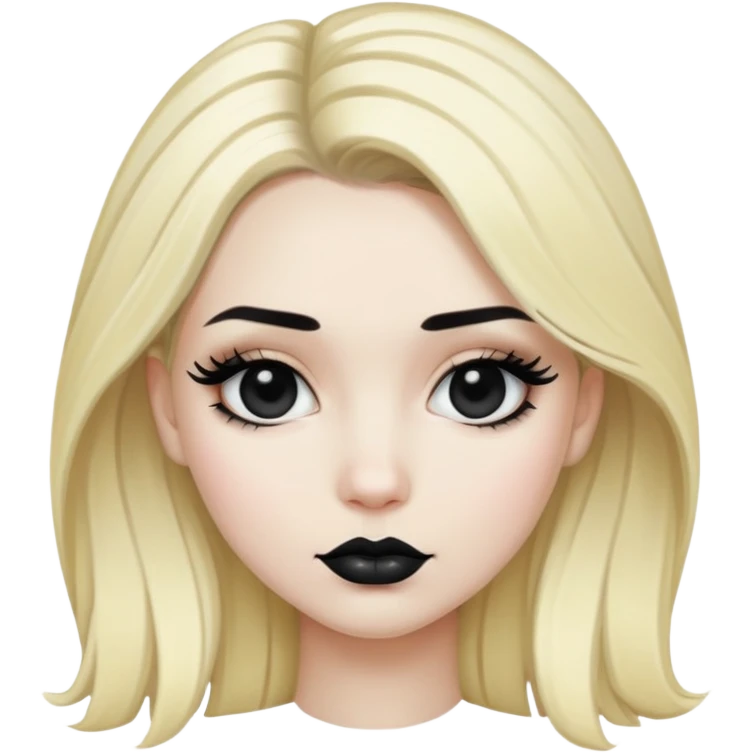 Blonde girl with black roots with black lips and eyelashes emoji