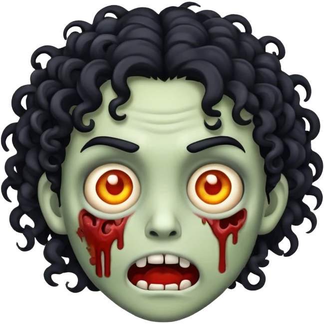 Zombie emoji with curly hair black emoji