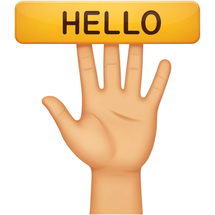 hand holding a sign "hello" emoji