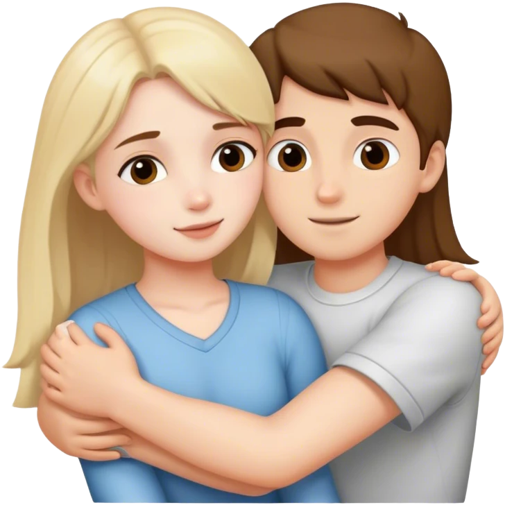Girl with boy hugging emoji