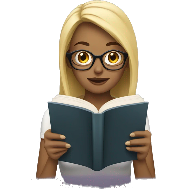 Blonde Woman with glasses reading a book emoji