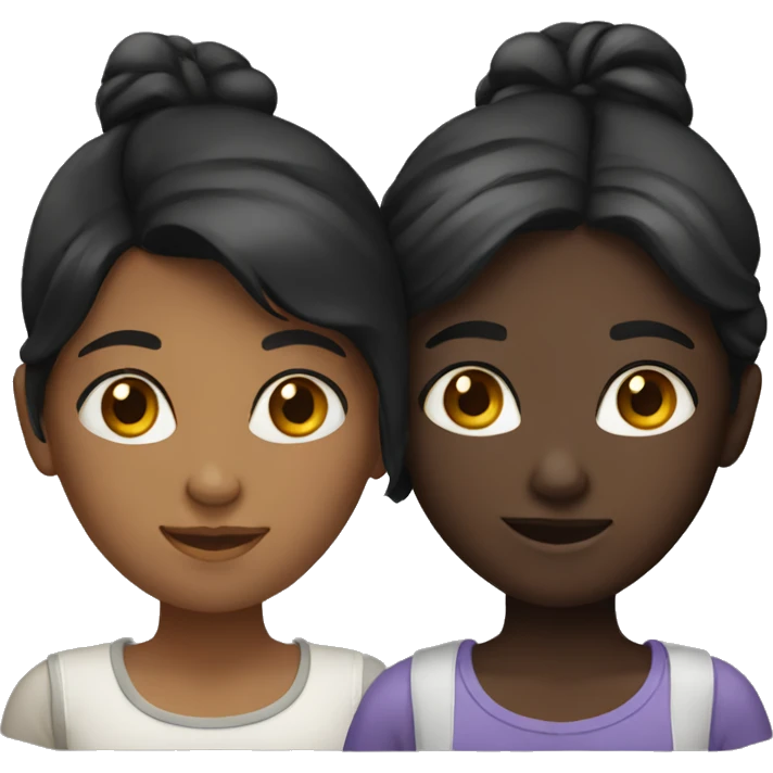 two girls (one with dark hair and dark skin  emoji