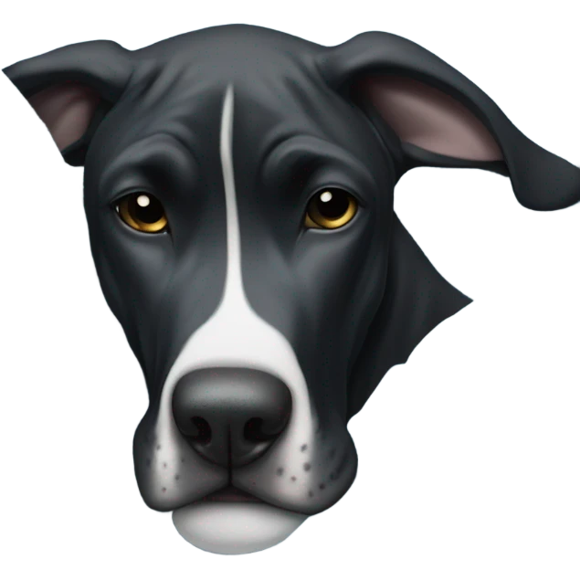 Black and white Great Dane cuddled in a blue blanket emoji