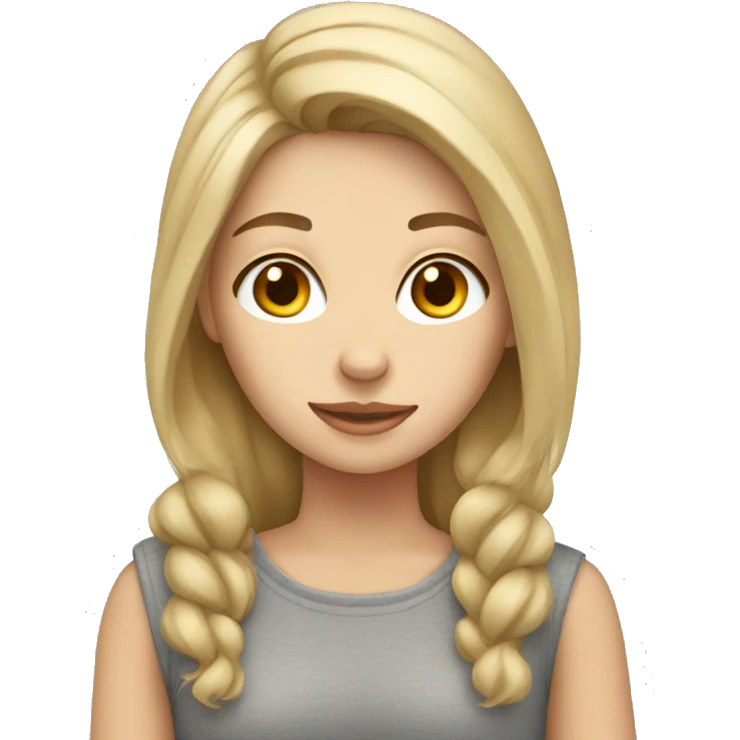 Blonde girl with gray tabby cat emoji