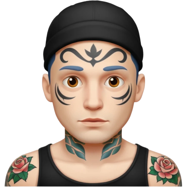 tattoo man, white skintone,tattoos on face. emoji
