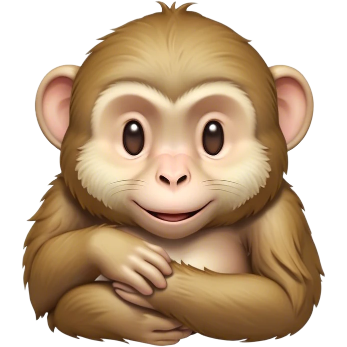 Beautiful and Majestic Cheeky Macaque Portrait Emoji, Head resting in a relaxed, contented smirk with eyes half-closed in a dreamy, playful slumber, showcasing soft, gently ruffled fur and a compact, agile build, Simplified yet exquisitely endearing features, highly detailed, glowing with a soft, radiant light, high shine, serene yet mischievous, stylized with an air of refined playful charm, soft glowing outline, capturing the essence of a beautiful and majestic macaque that embodies both cheeky humor and gentle elegance! emoji