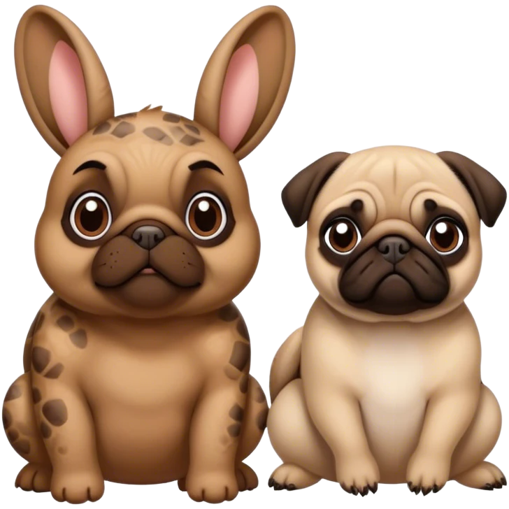 Two tortoises a bunny and a pug emoji