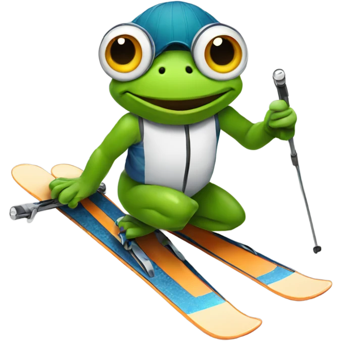 Skiing frog emoji