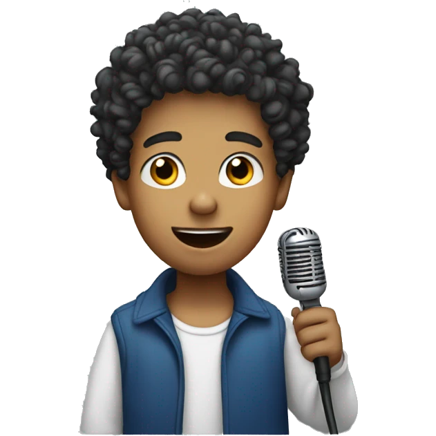 Curly boy with microphone  emoji