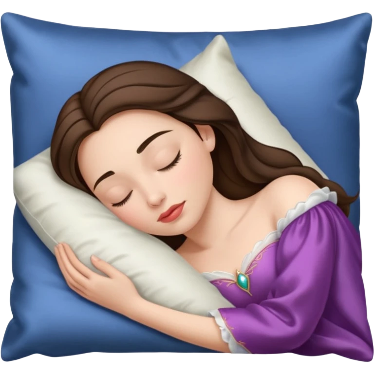 sleeping beauty brunette white girl with a silk pillow emoji