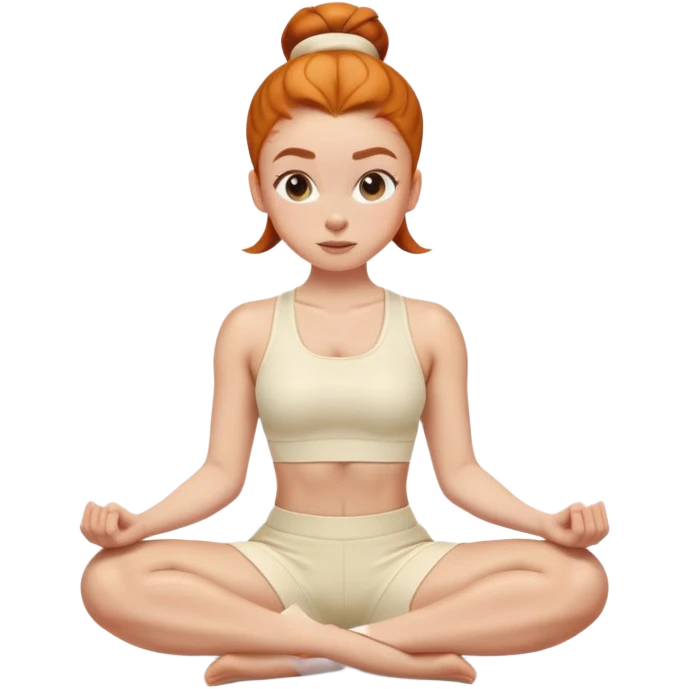 Gen z Ginger girl gym sit ups middle part slick back bun cream outfit emoji