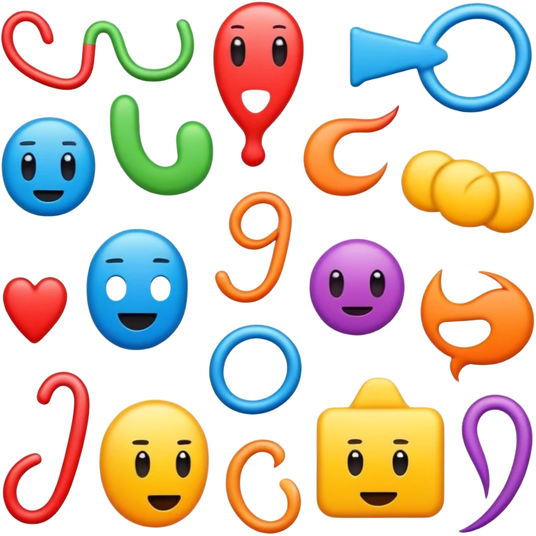 Graphic design, colorful illustrations, comic style, exaggerated lines, bold characters, minimalistic, on a white background, no extra details. emoji