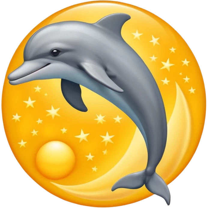 A dolphin flying over the sun and beaming into outer space  emoji