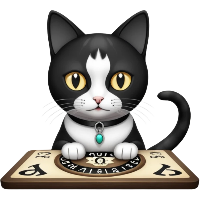 black and white ouija cat emoji