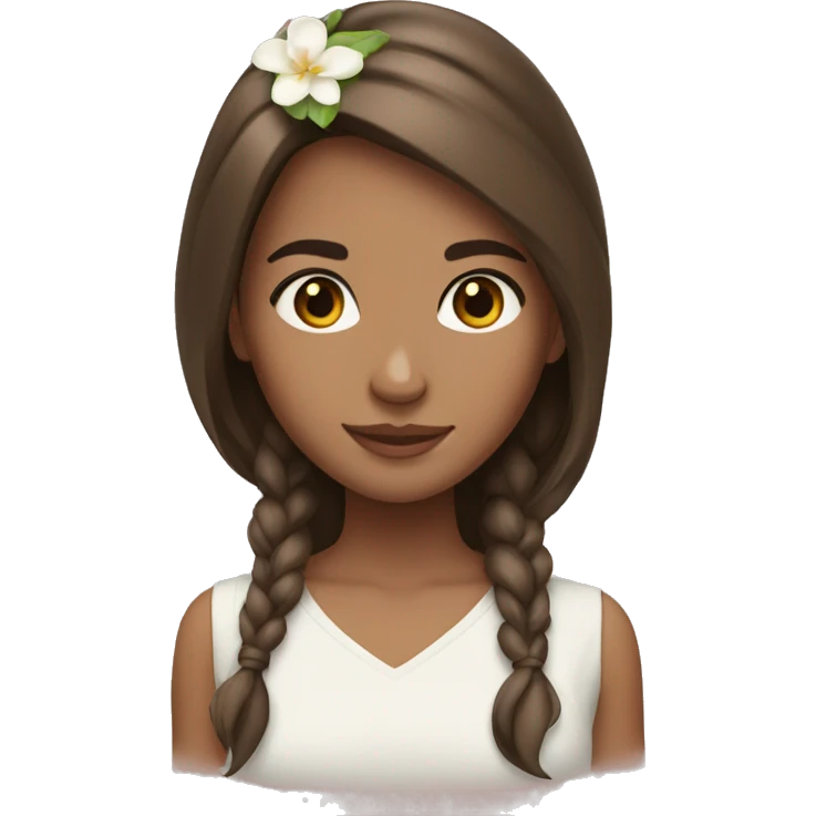 Girl with brown hair with jasmine rose emoji