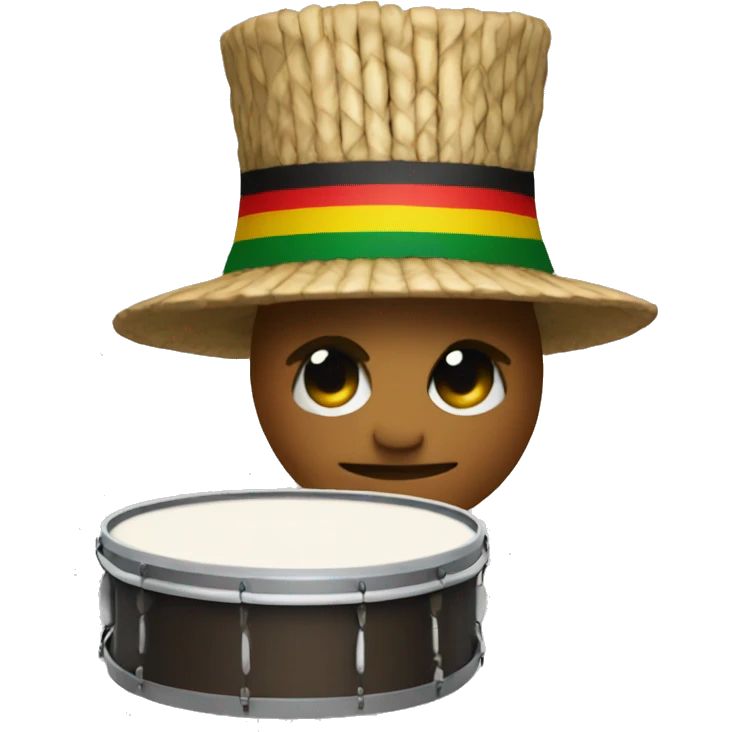 a drum with rasta hat emoji