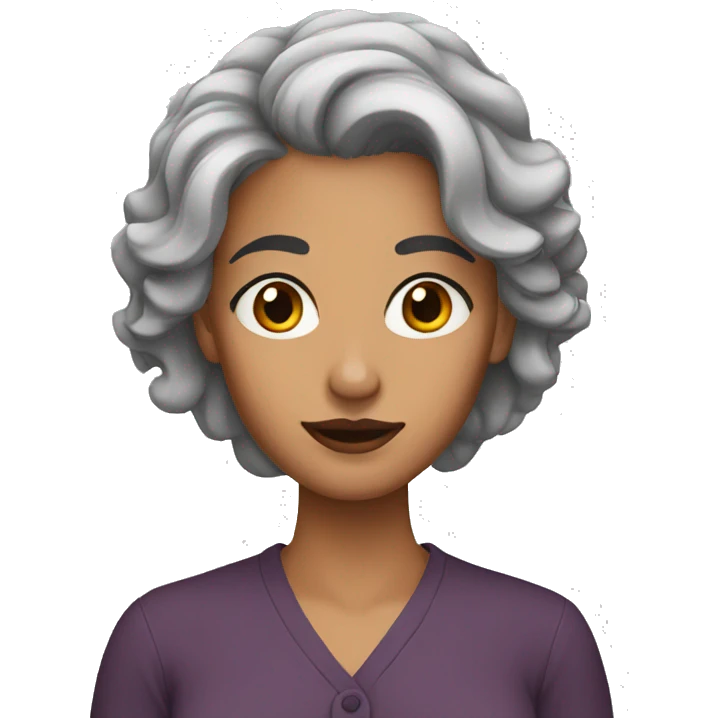 Brown eyebrows woman grey hair emoji