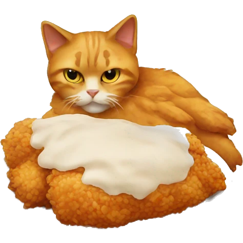 fried chicken eating cat emoji