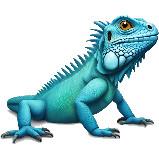 realistic crawling blue iguana  emoji