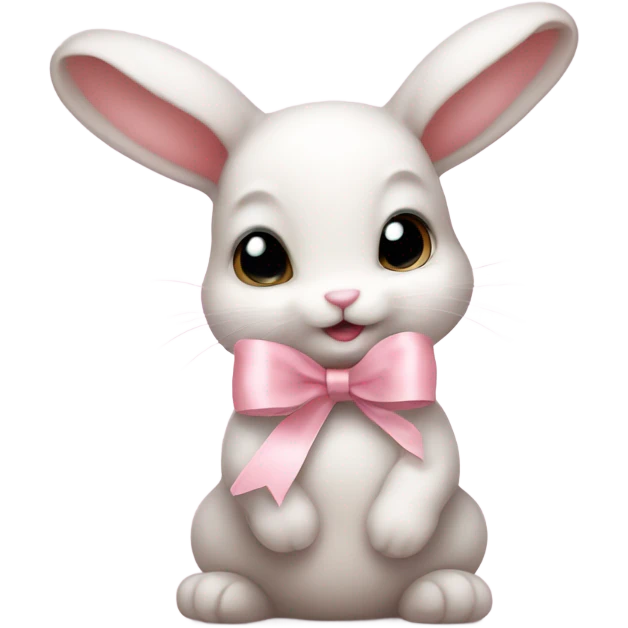 cute baby bunny with light pink ribbon emoji