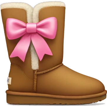 An Ugg boot with a pink bow on the back emoji