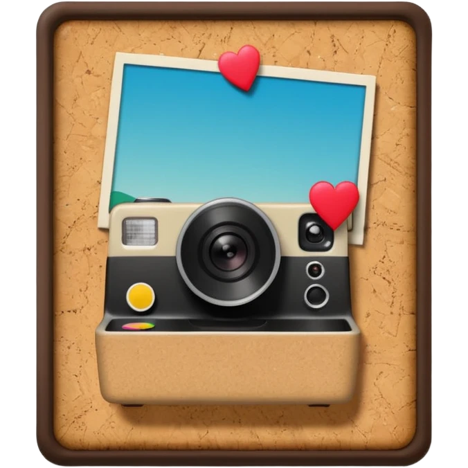 Collage board with polaroid photo emoji