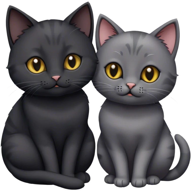A gray cat and a black cat are in love emoji