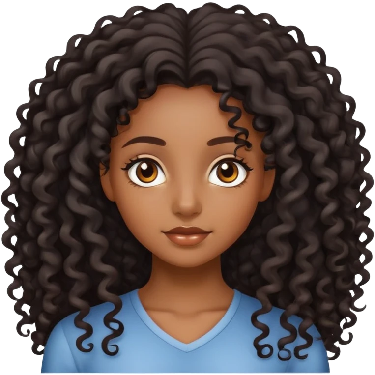pretty black girl with long curly hair emoji